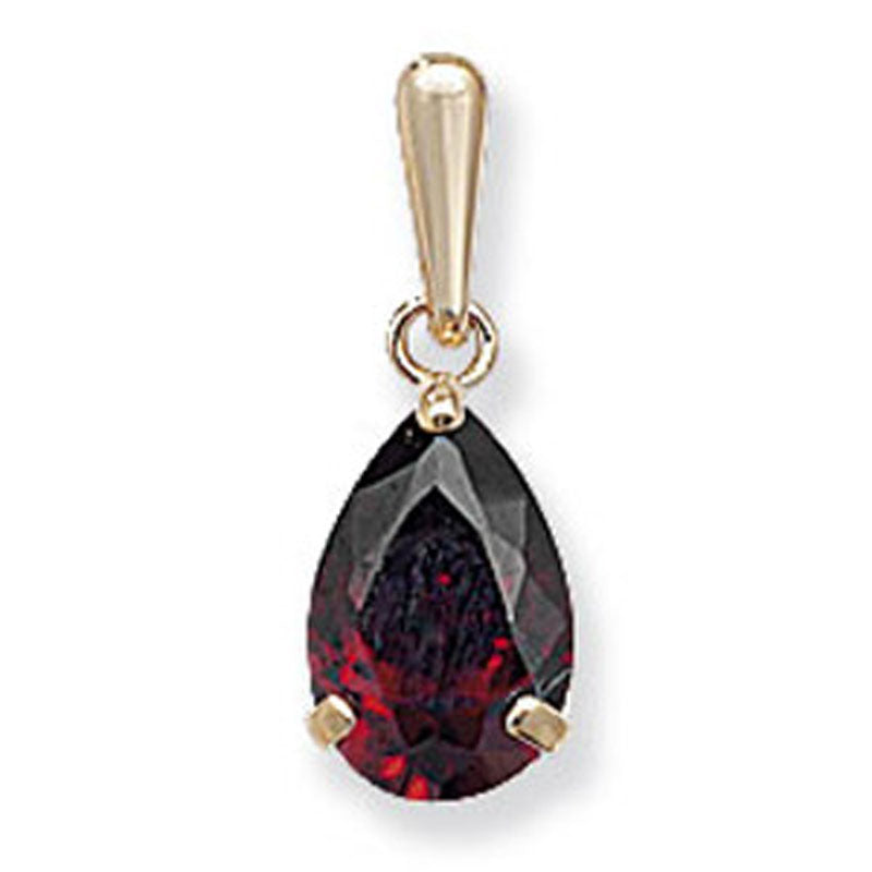 9ct Red CZ Pear Pendant