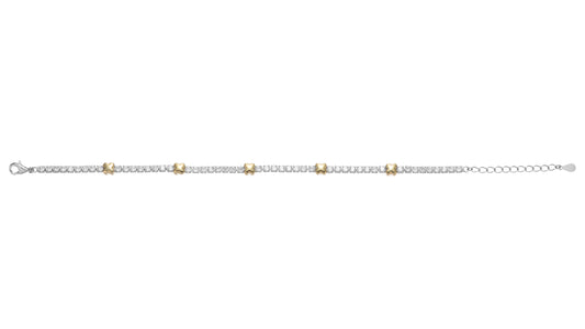 Sterling Silver 4mm Tennis Bracelet With Gold Plated Kisses