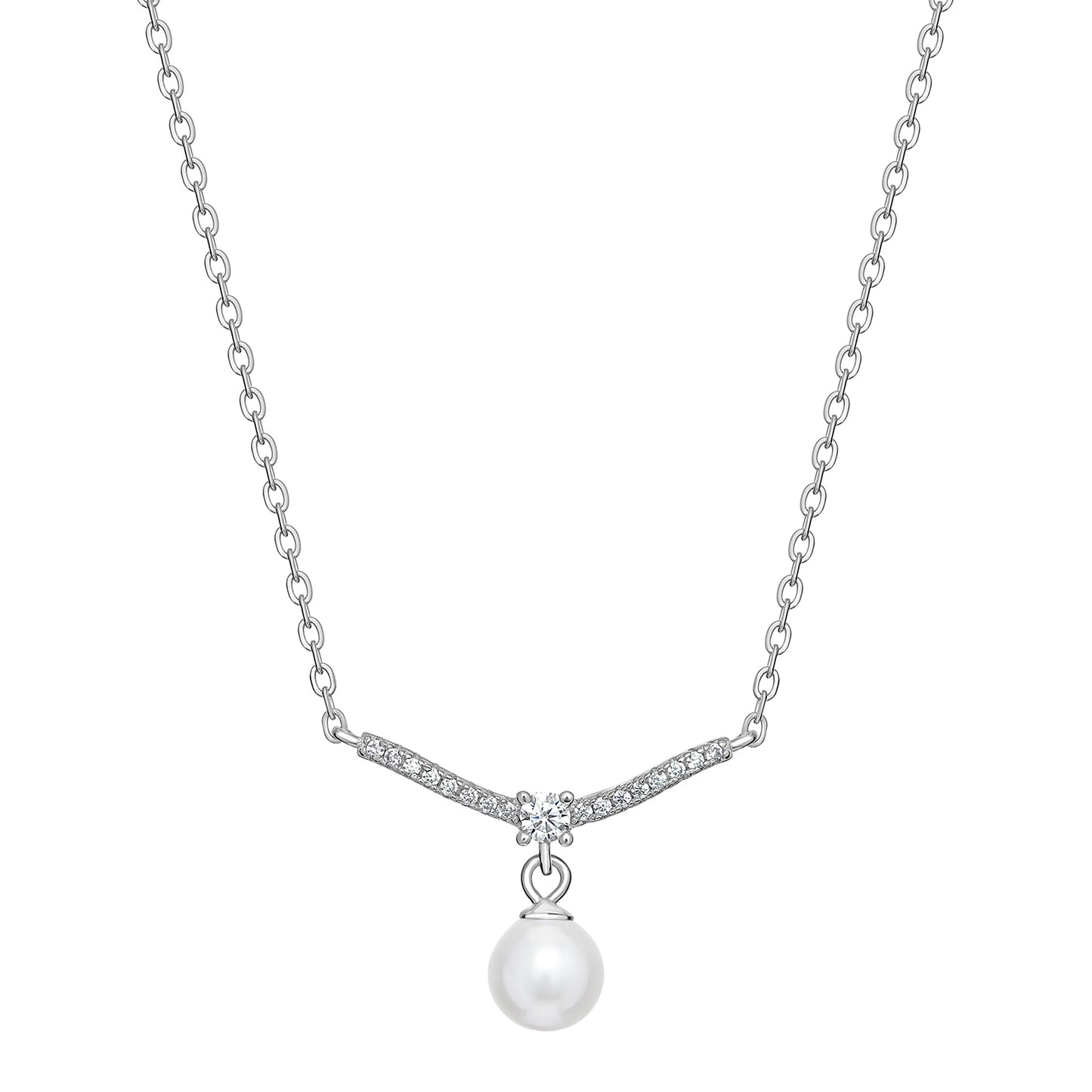 Sterling Silver Pearl Drop Hammock Necklet