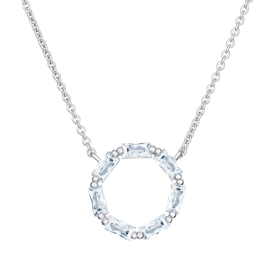 Sterling Silver CZ Open Circle Necklet