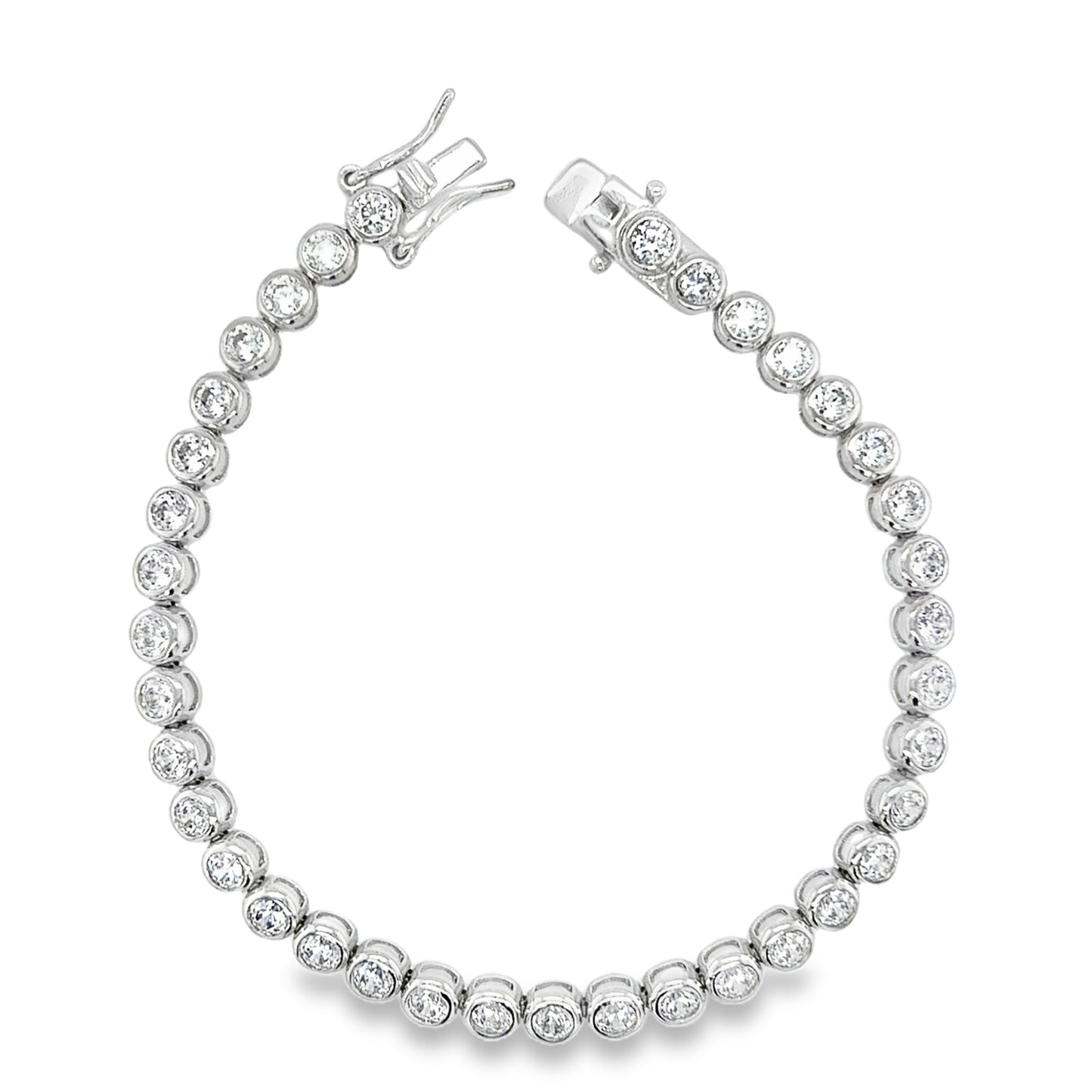 Sterling Silver 4mm CZ Rubover Tennis Bracelet