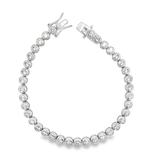 Sterling Silver 4mm CZ Rubover Tennis Bracelet