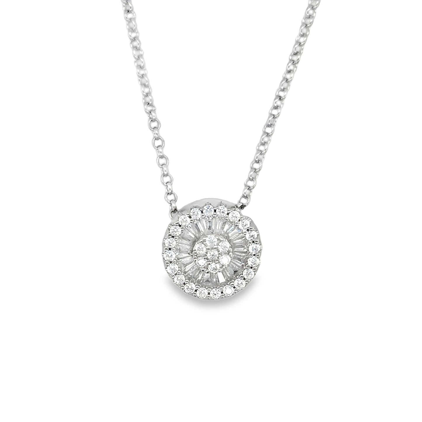Sterling Silver CZ Round Cluster Pendant