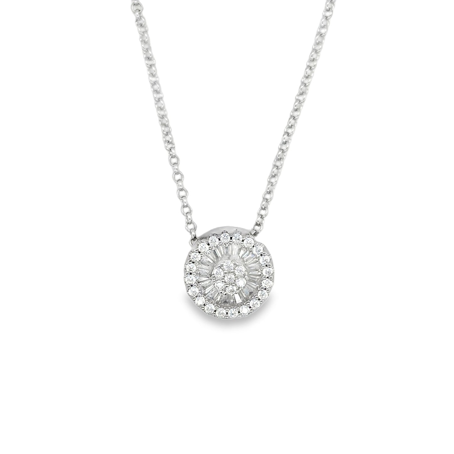 Sterling Silver CZ Round Cluster Pendant