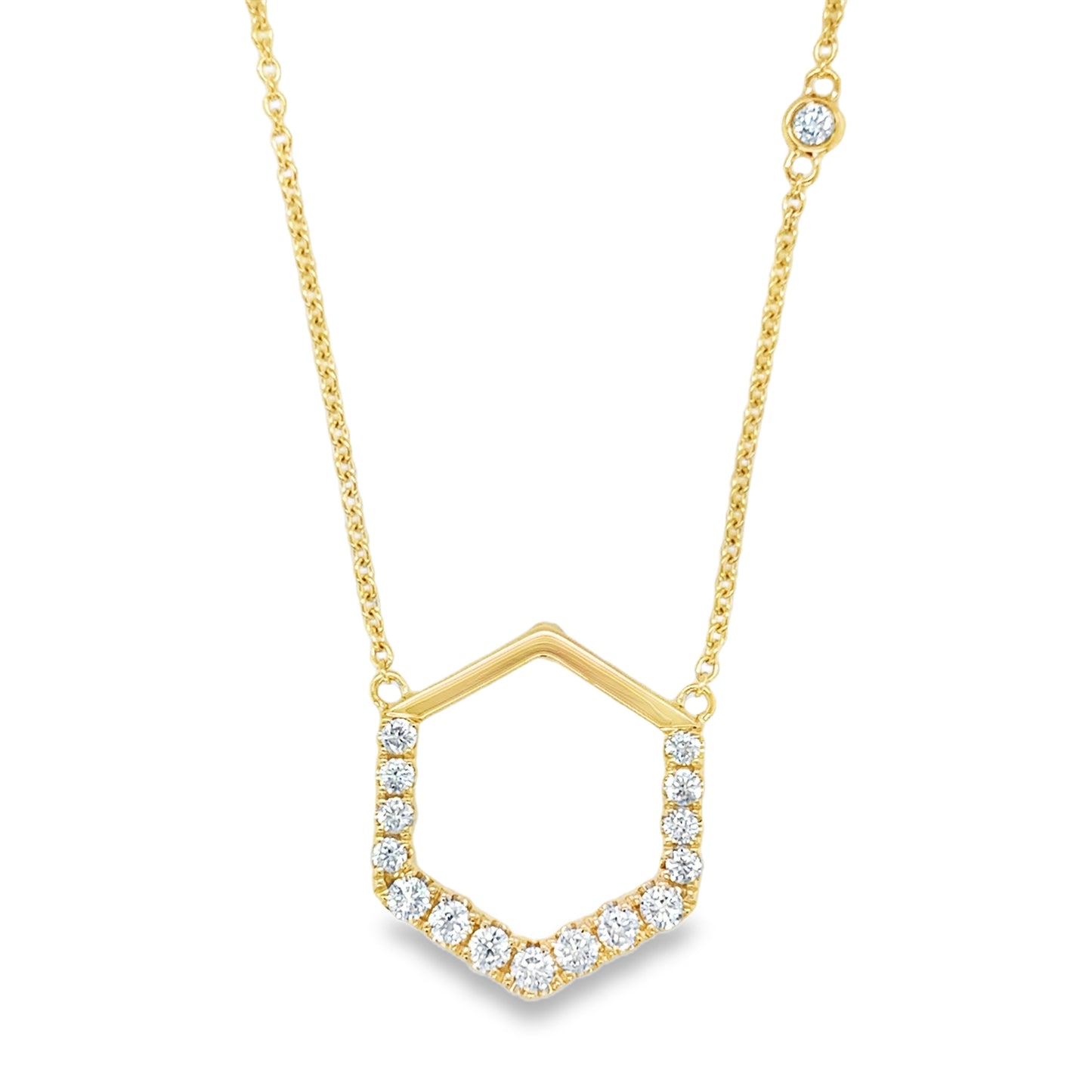 14ct Yellow Gold Diamond Set Open Hexagon Pendant .40ct