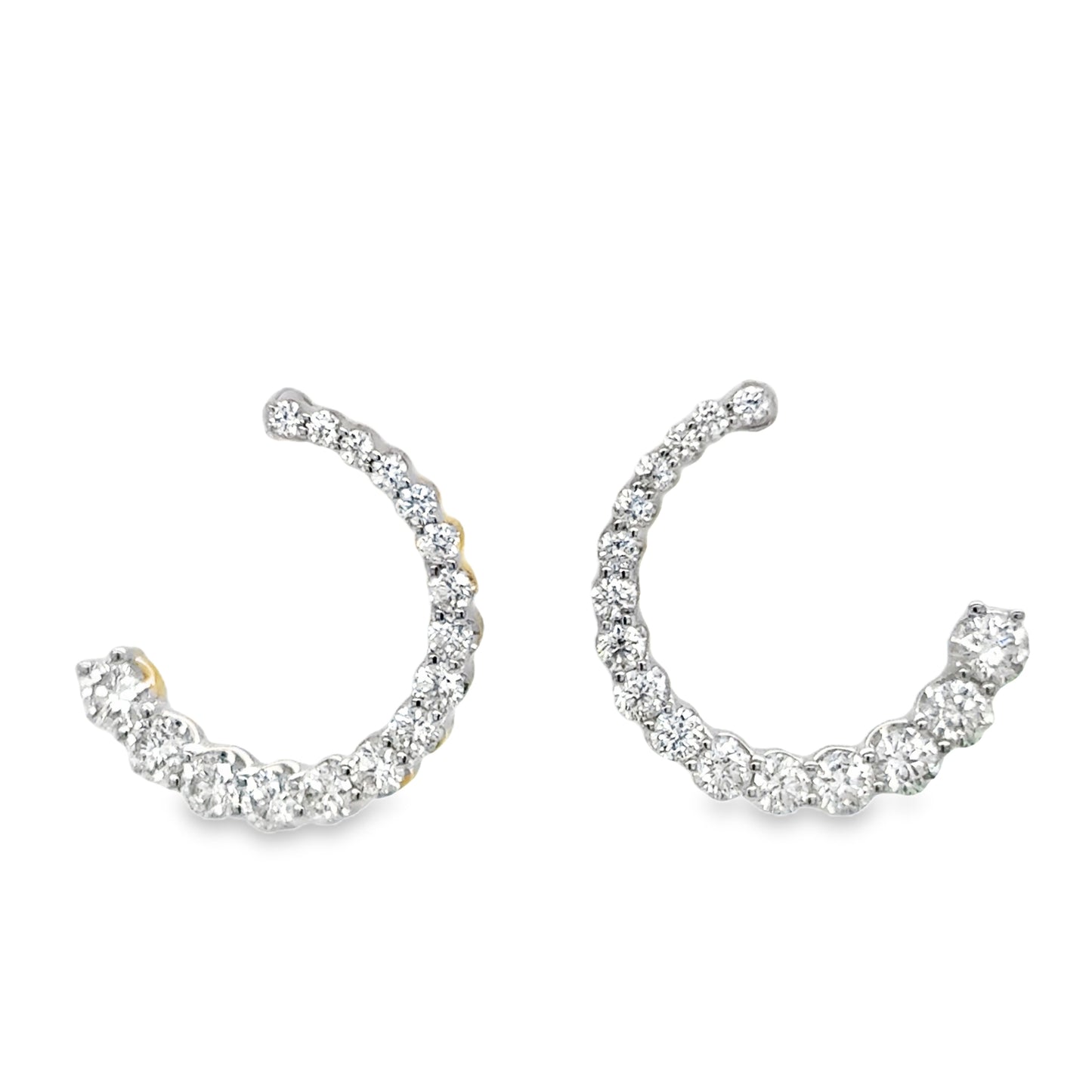 14ct Diamond Set Graduated Half Circle Earrings