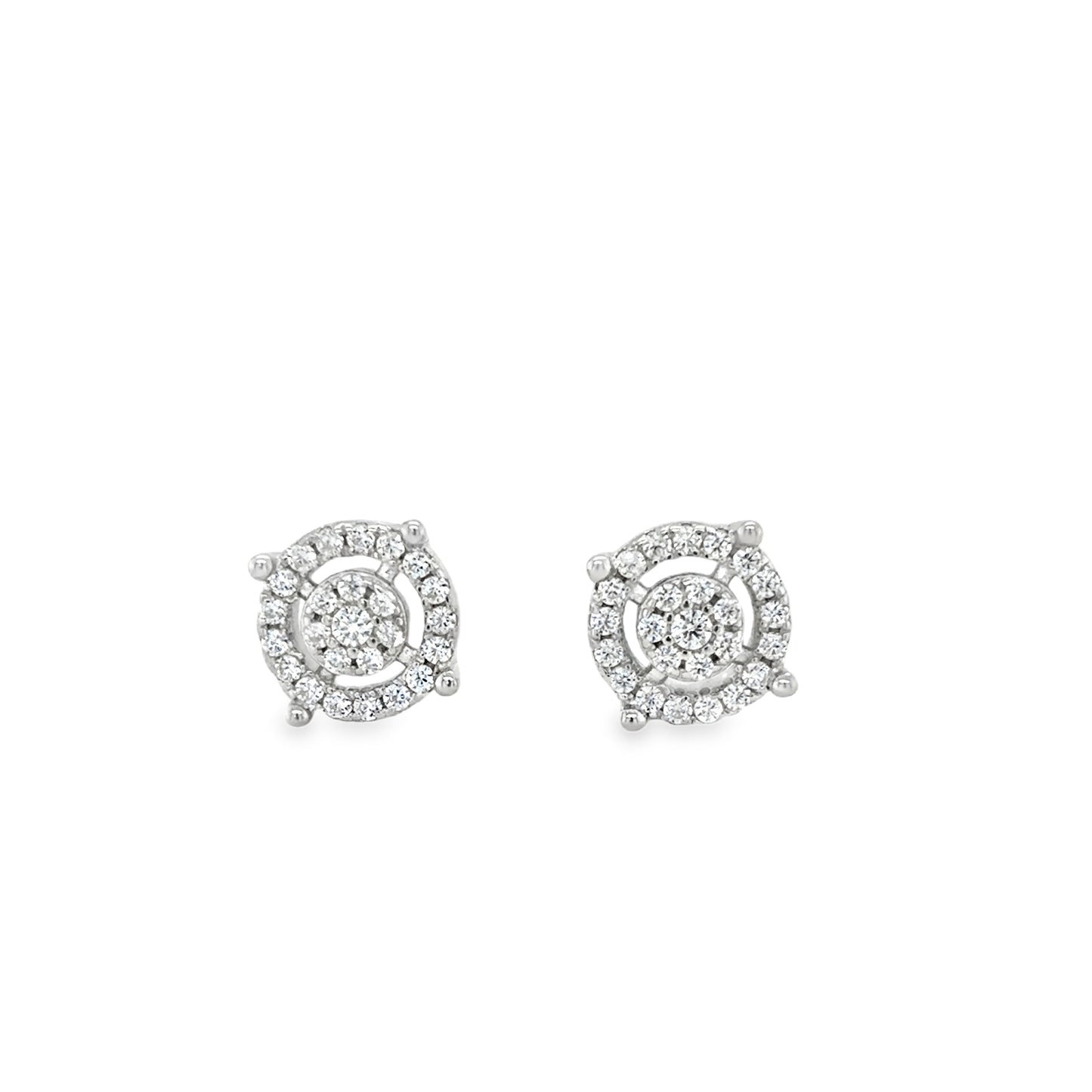 Sterling Silver Round CZ Open Cluster Earrings