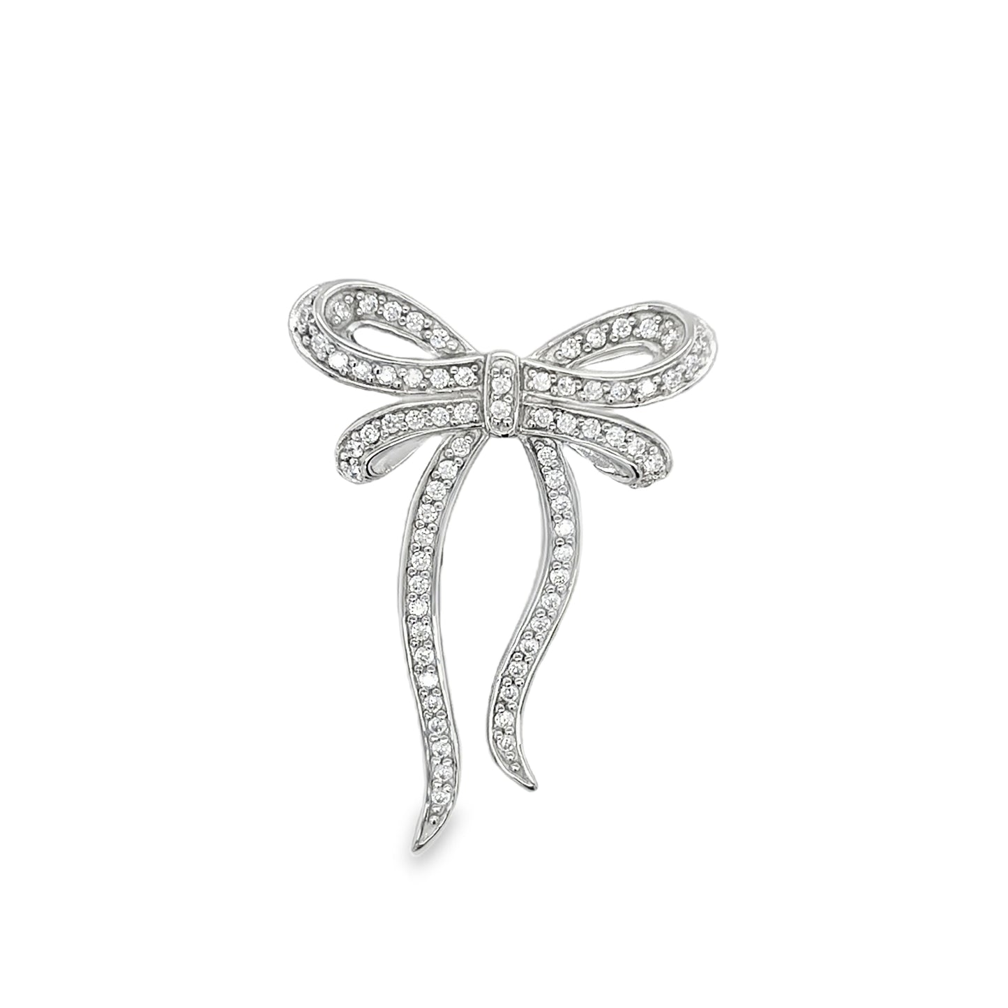 Sterling Silver CZ Bow Brooch