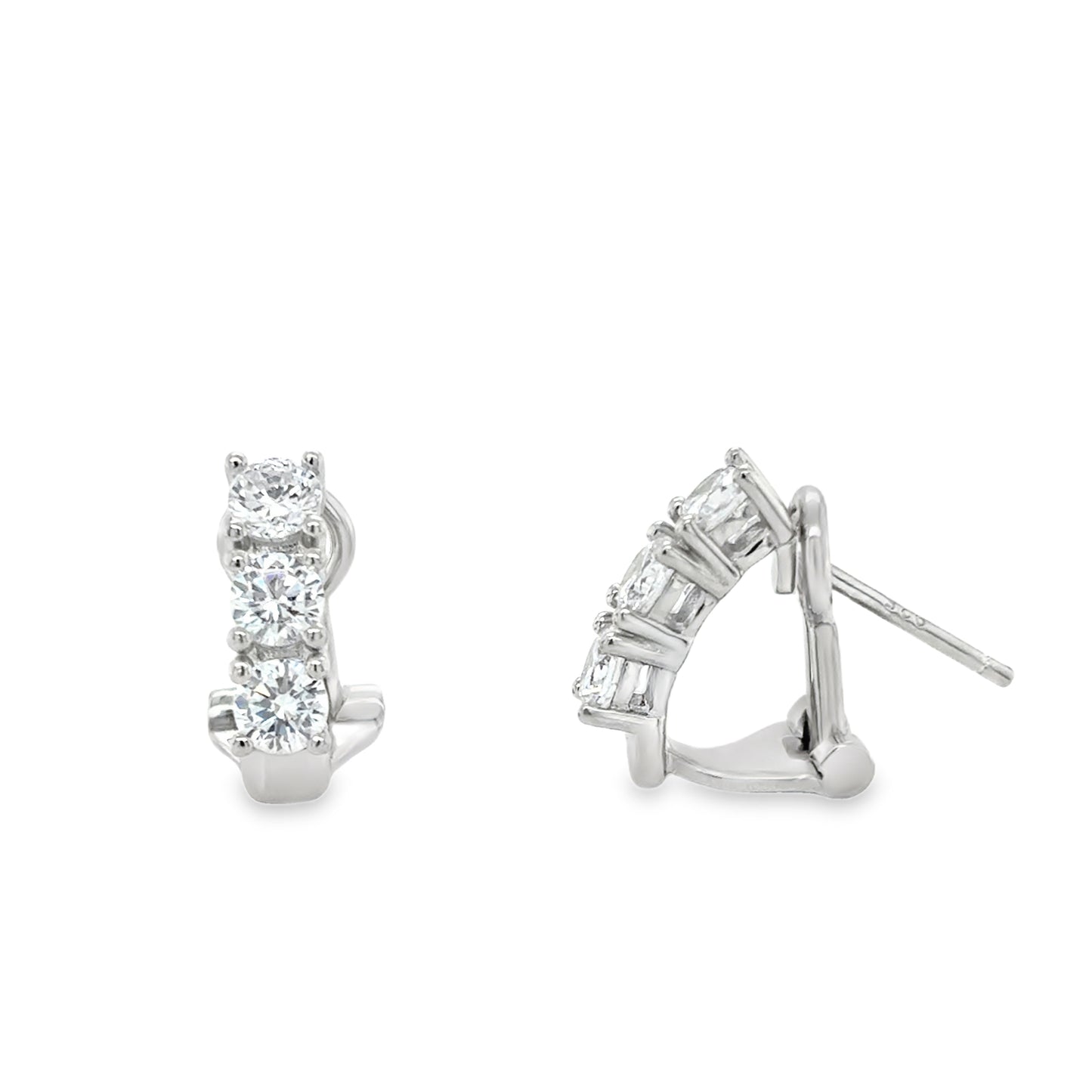 Sterling Silver CZ Huggy Earrings