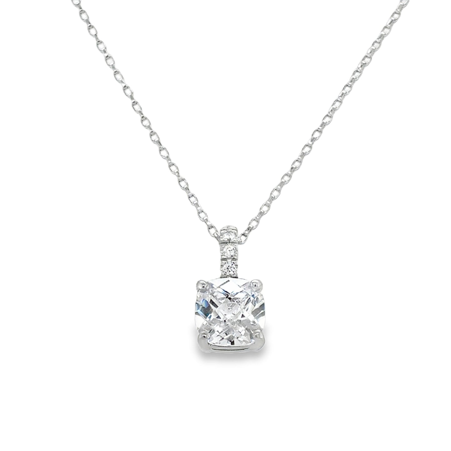Sterling Silver CZ Round Pendant With Stone Set Baile