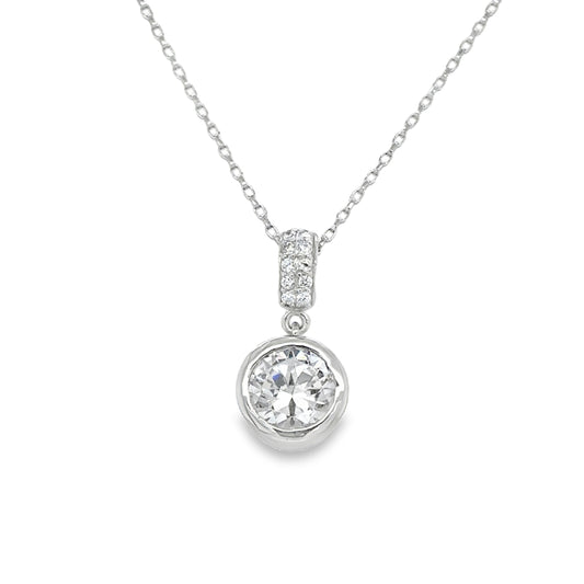 Sterling Silver CZ Round Pendant With Stone Set Baile