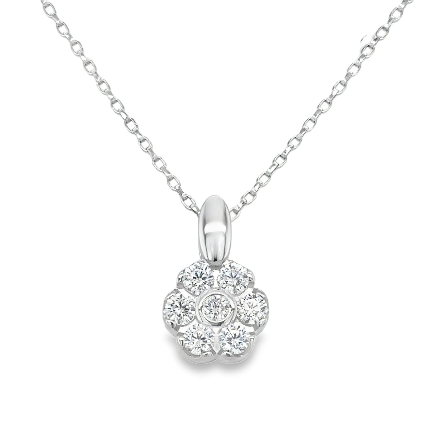 Sterling Silver CZ Flower Cluster Pendant
