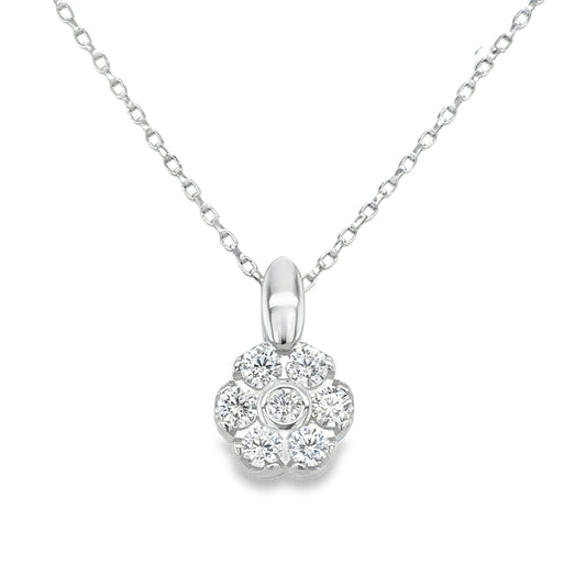 Sterling Silver CZ Flower Cluster Pendant