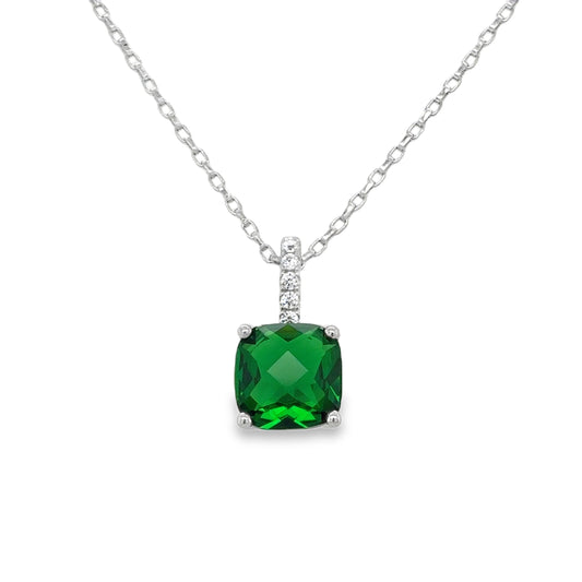 Sterlng Silver CZ Green Pendant With Stone Set Baile