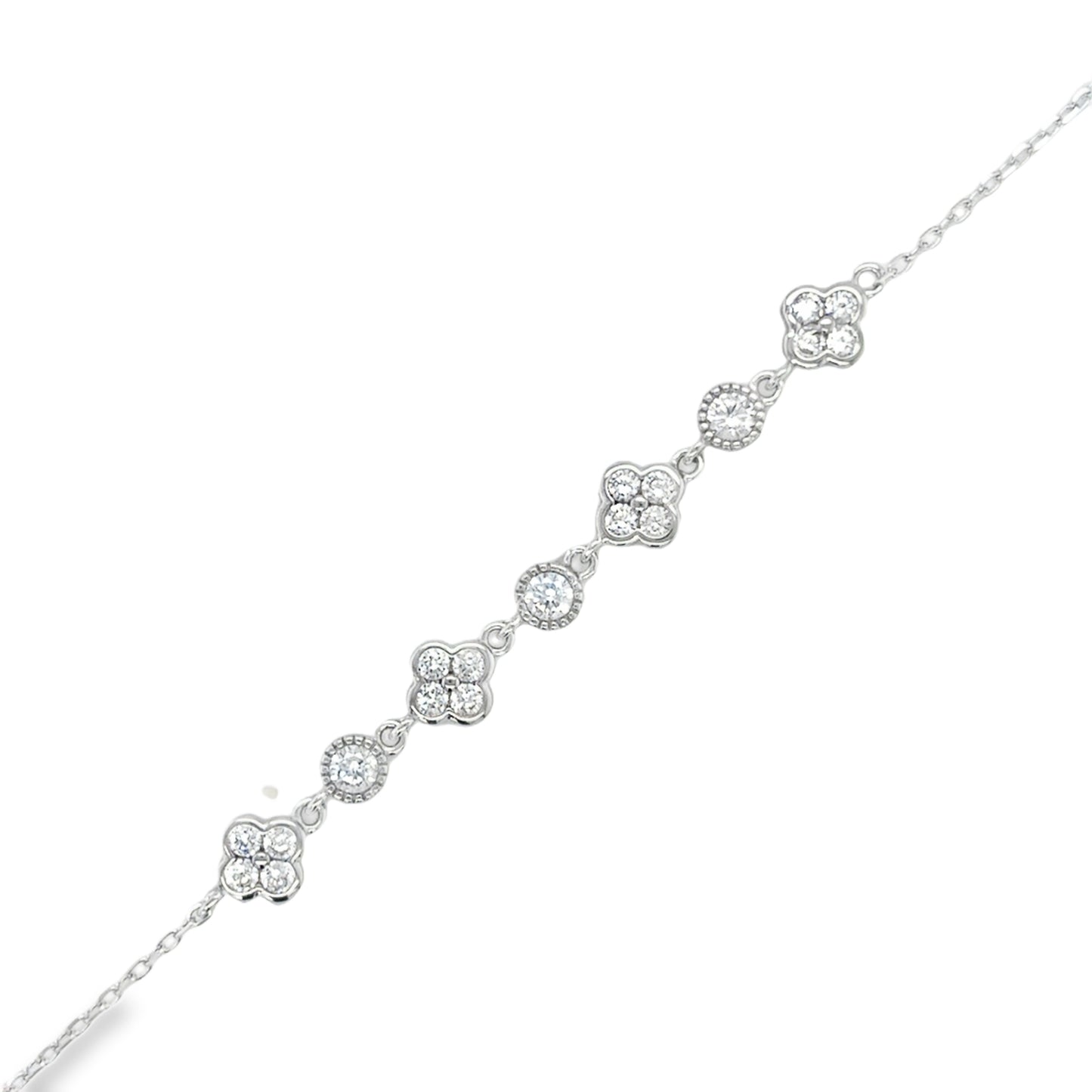 Sterling Silver Rubover CZ Scatter Bracelet