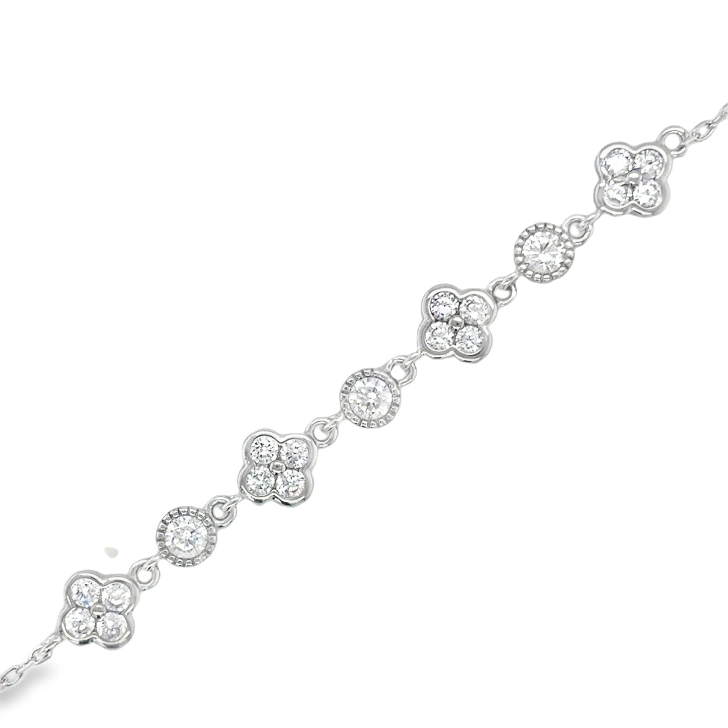 Sterling Silver Rubover CZ Scatter Bracelet