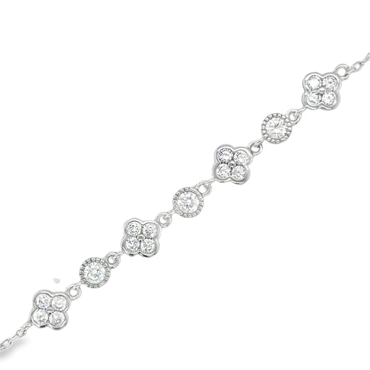Sterling Silver Rubover CZ Scatter Bracelet