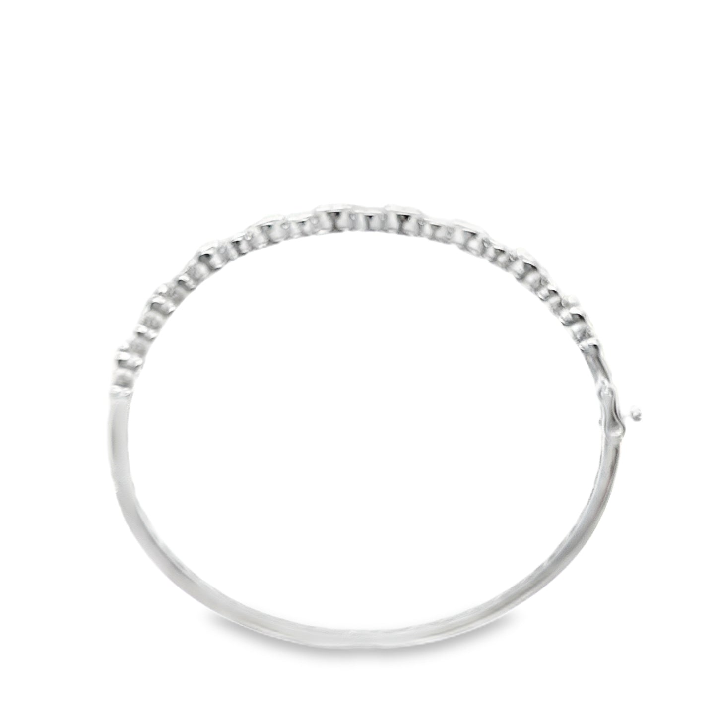 Sterling Silver Rubover Set Cz Bangle