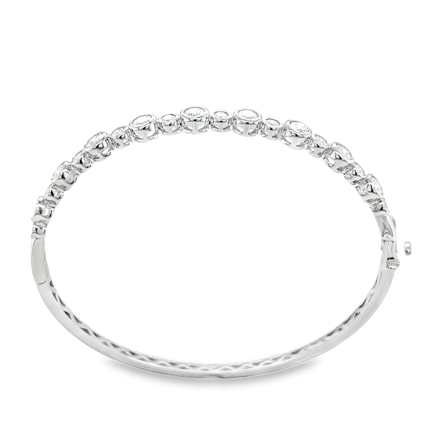 Sterling Silver Rubover Set Cz Bangle