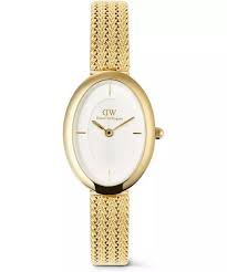 Ladies Daniel Wellington Juliette Braided Mesh White Sunray Gold