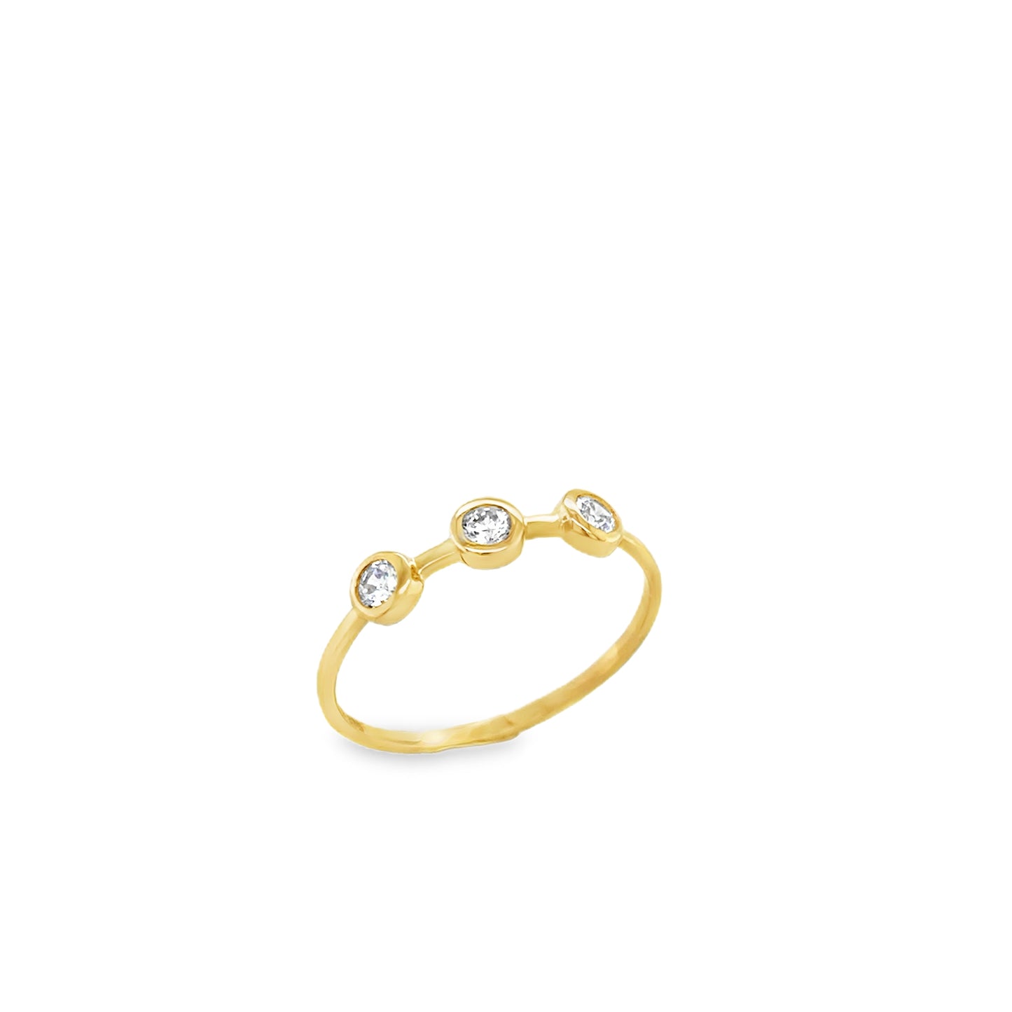9ct 3 Stone CZ Rubover Ring