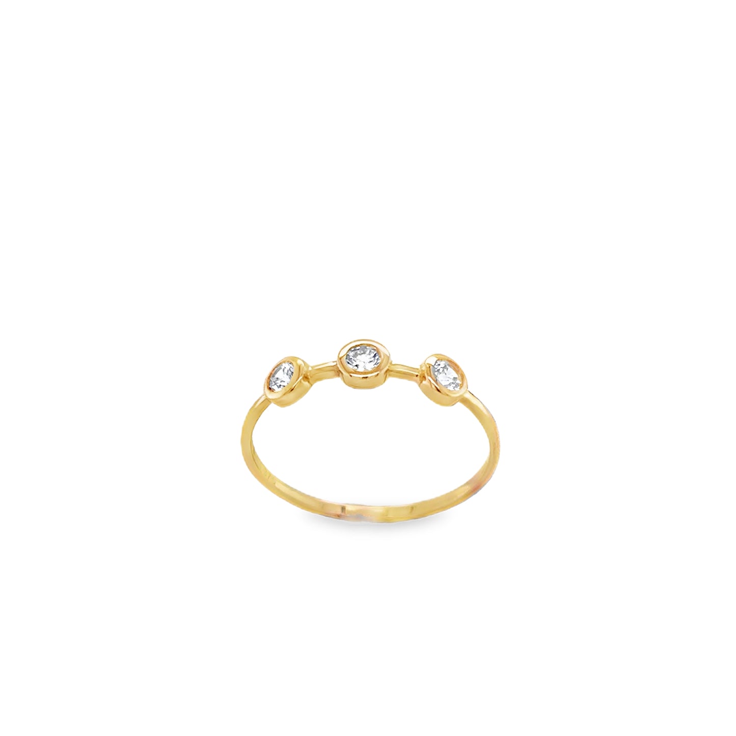 9ct 3 Stone CZ Rubover Ring