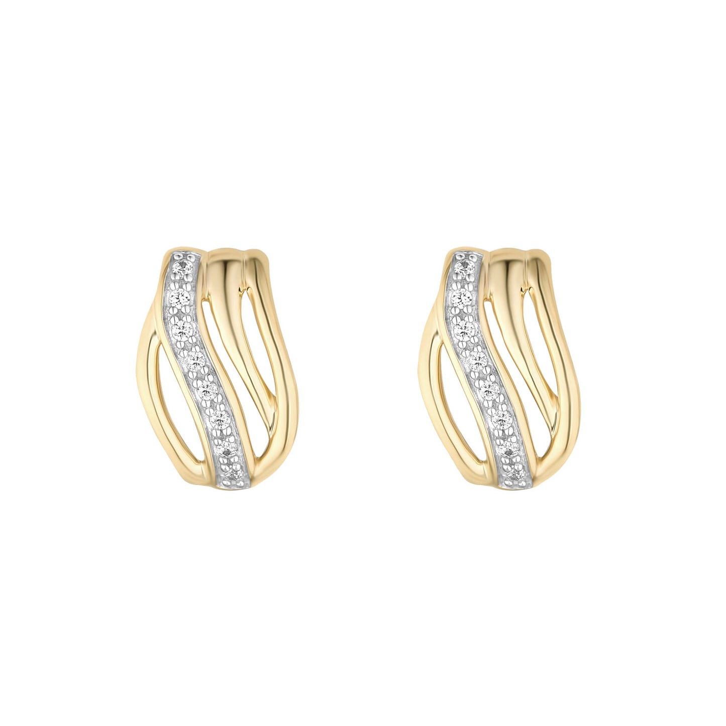 9ct CZ Fancy Lined Earrings