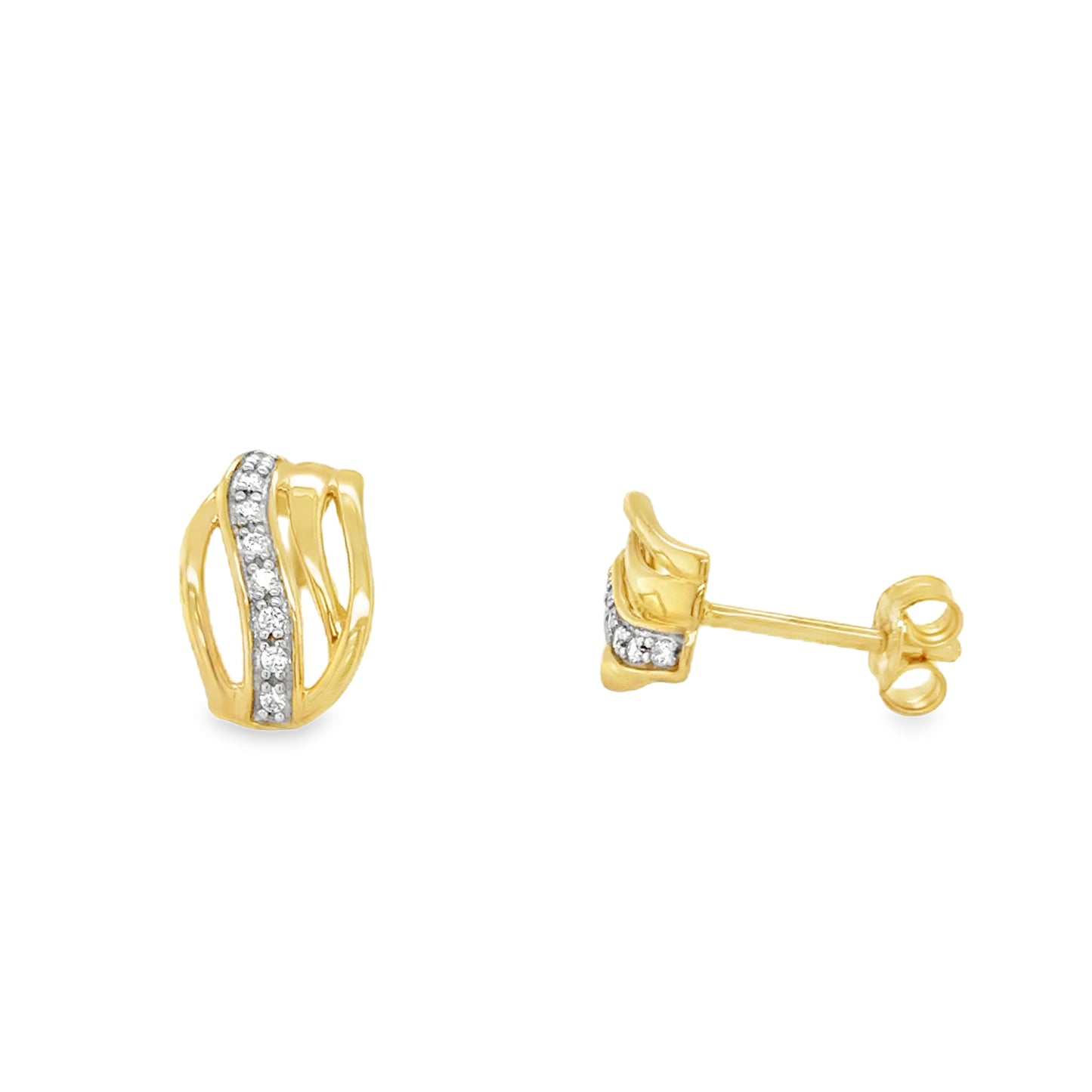 9ct CZ Fancy Lined Earrings