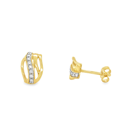 9ct CZ Fancy Lined Earrings