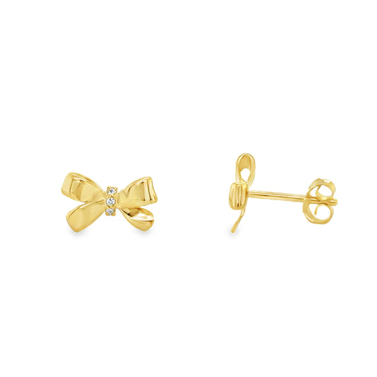 9ct CZ Bow Stud Earrings