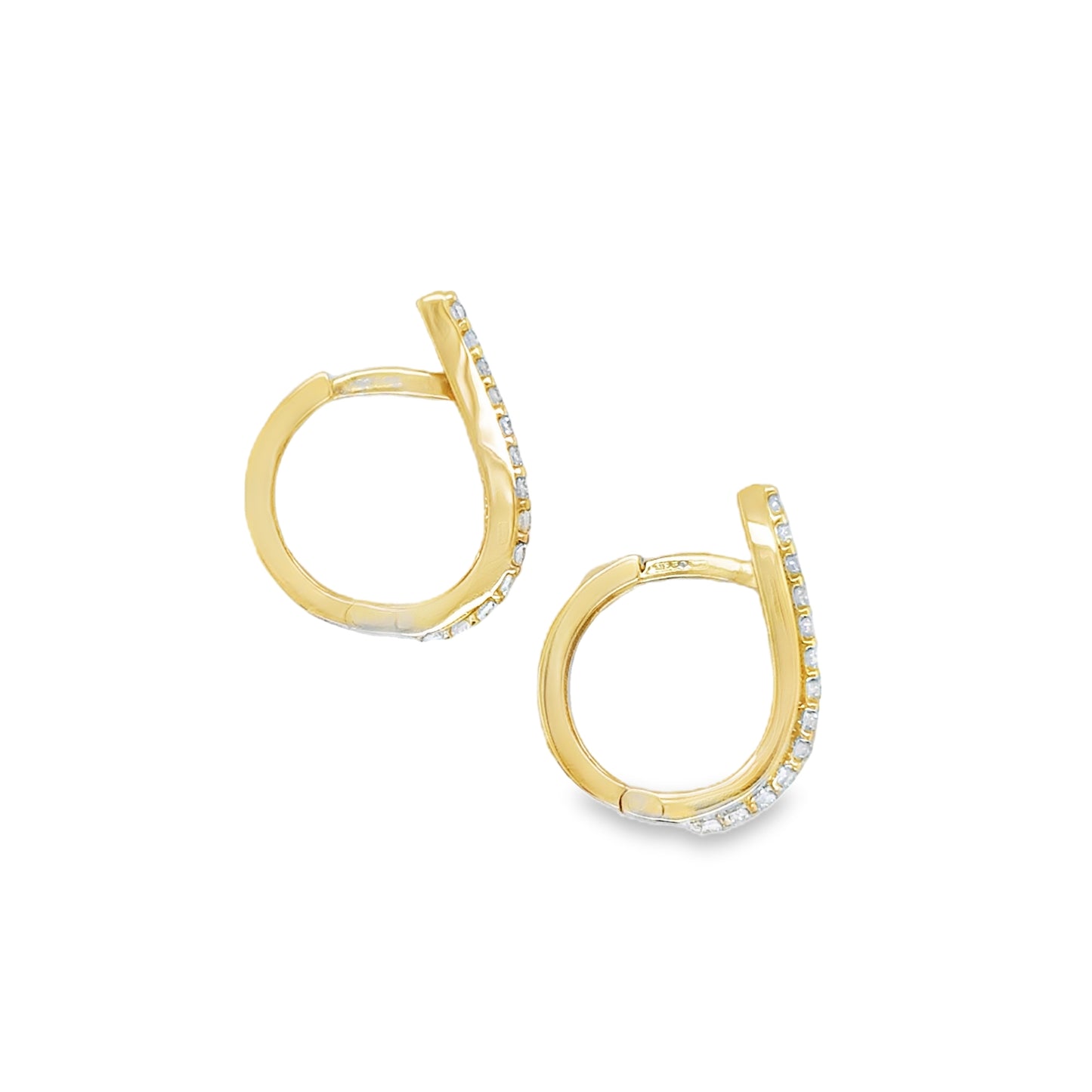 9ct CZ & Polished Double Row Huggie Earring