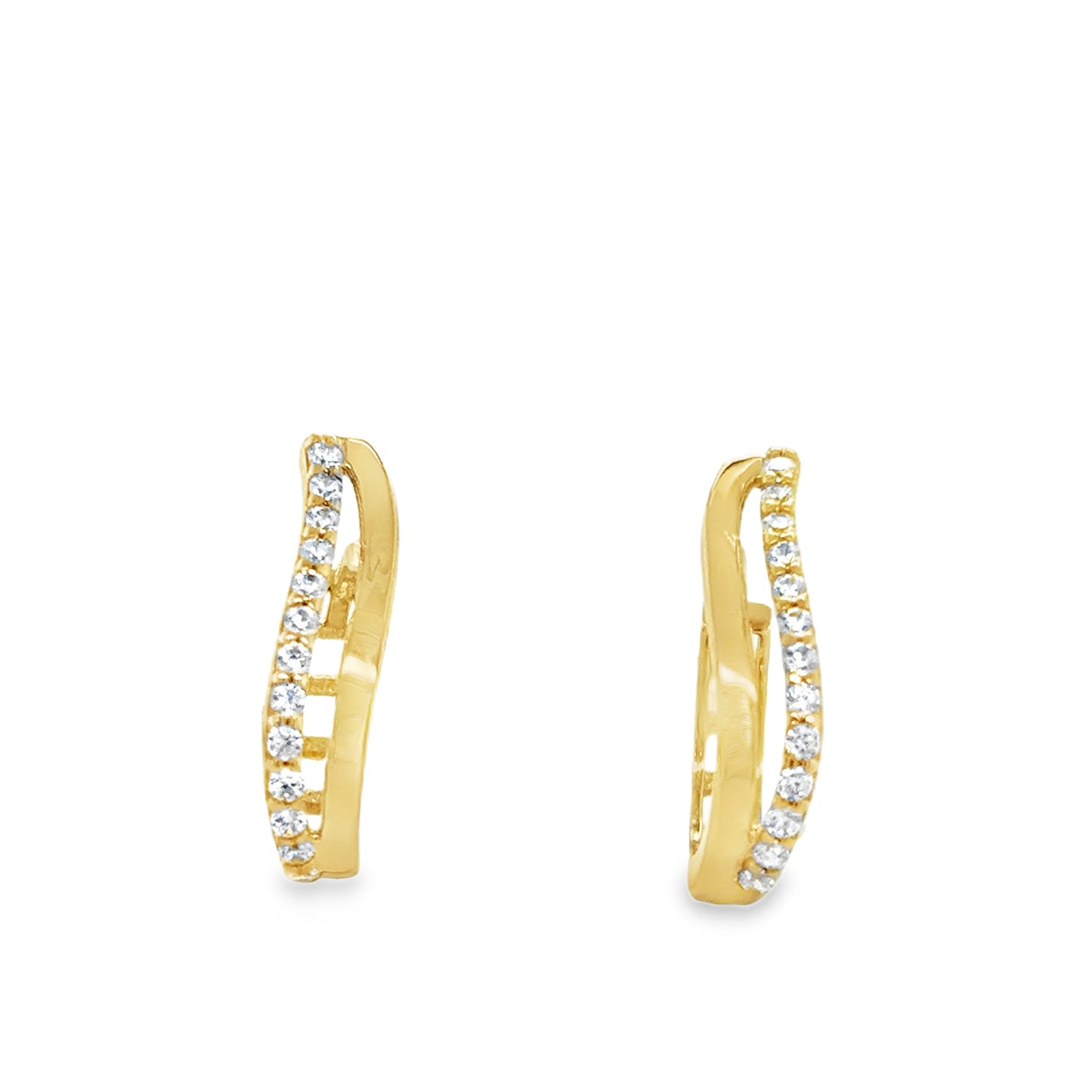 9ct CZ & Polished Double Row Huggie Earring