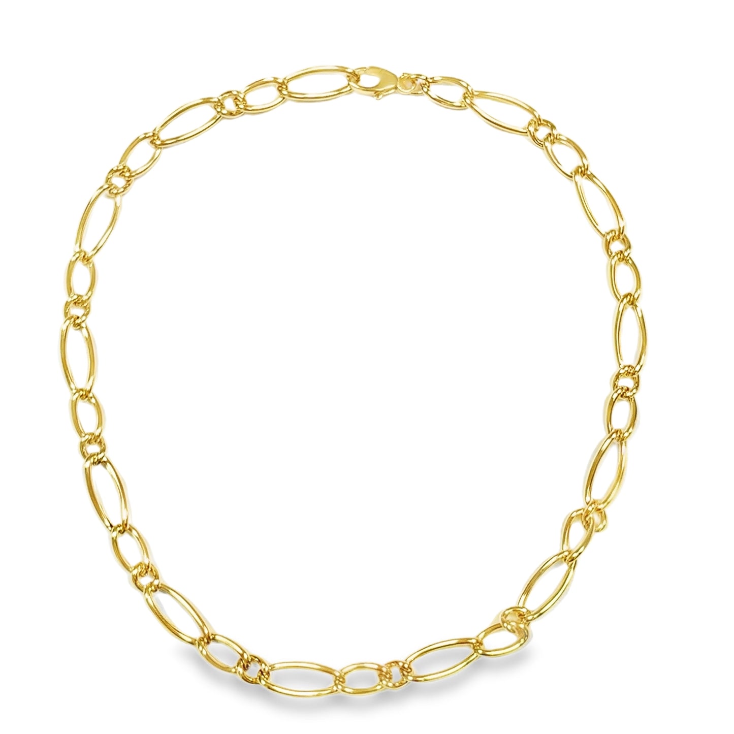 9ct Polished Long & Short Open Link Necklet