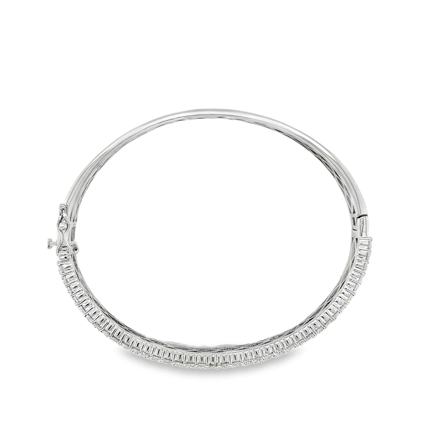 Sterling Silver Three Row CZ Bangle
