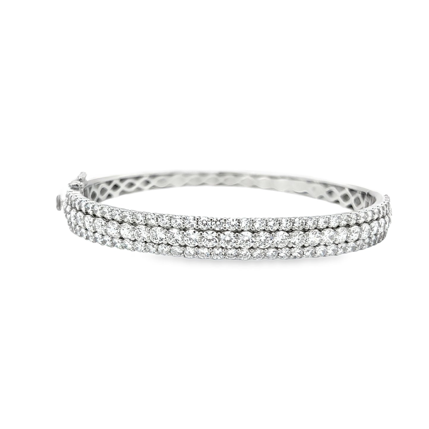 Sterling Silver Three Row CZ Bangle