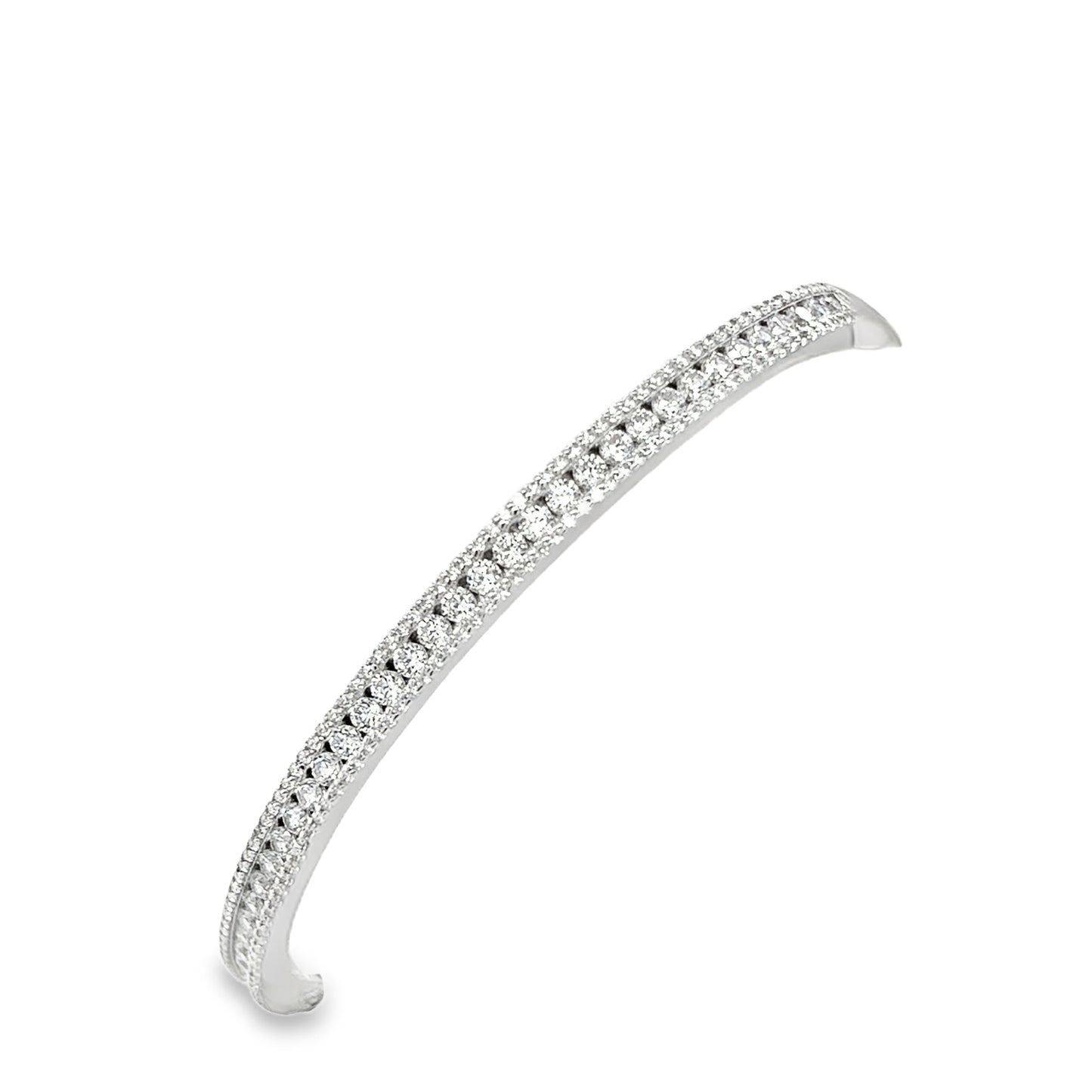 Sterling Silver Three Row CZ Bangle