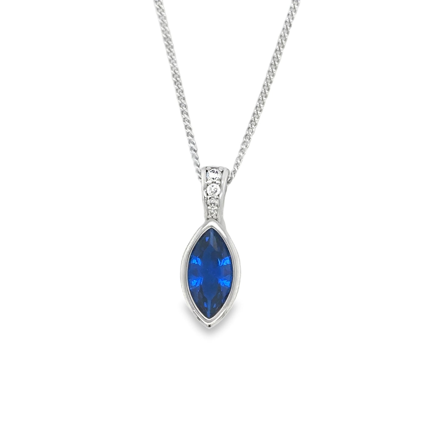 Sterling Silver Rubover Set Marquis Cut Ruby Pendant