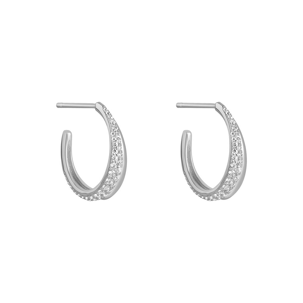 Sterling Silver CZ Twist Hoop Earrings