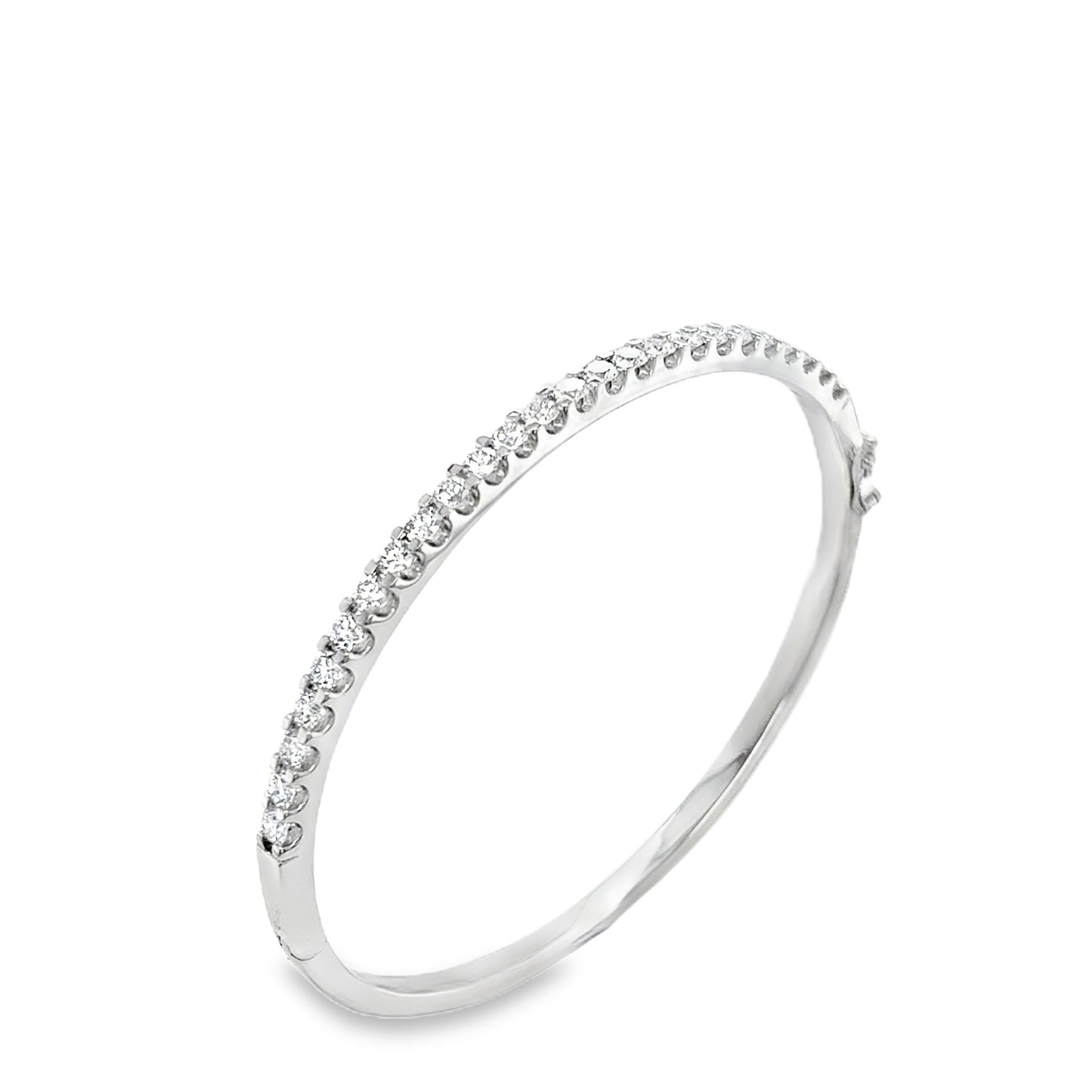 9ct White Gold Round Brilliant Cultured Diamond Tennis Bangle 2.00ct