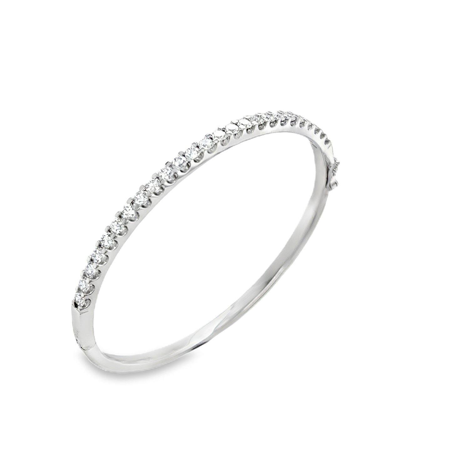 9ct White Gold Round Brilliant Cultured Diamond Tennis Bangle 2.00ct