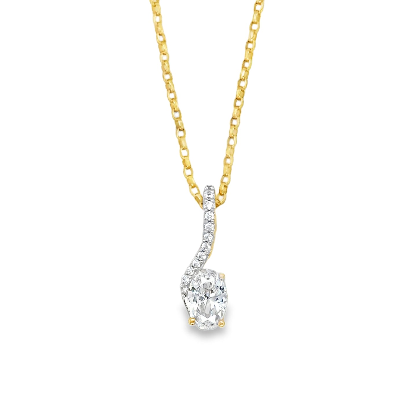 9ct Yellow Gold Fancy Oval CZ Pendant