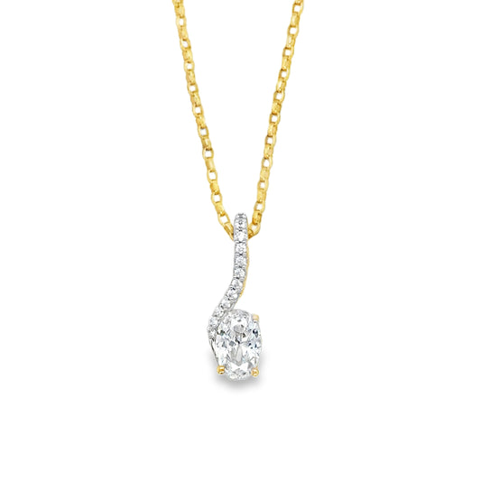 9ct Yellow Gold Fancy Oval CZ Pendant
