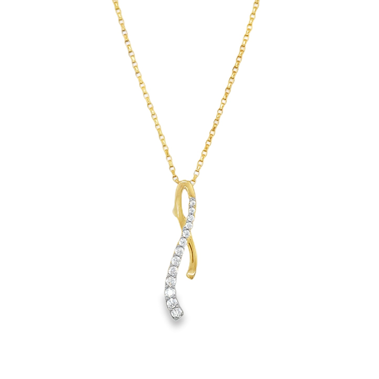 9ct Yellow Gold Fancy CZ Ribbon Pendant