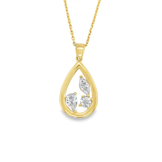 9ct Yellow Gold CZ Set Open Pear Pendant