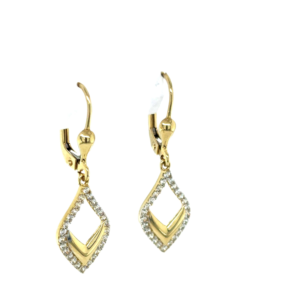 9ct Yellow Gold Open Fancy Marquis Drop German Wire Earrings