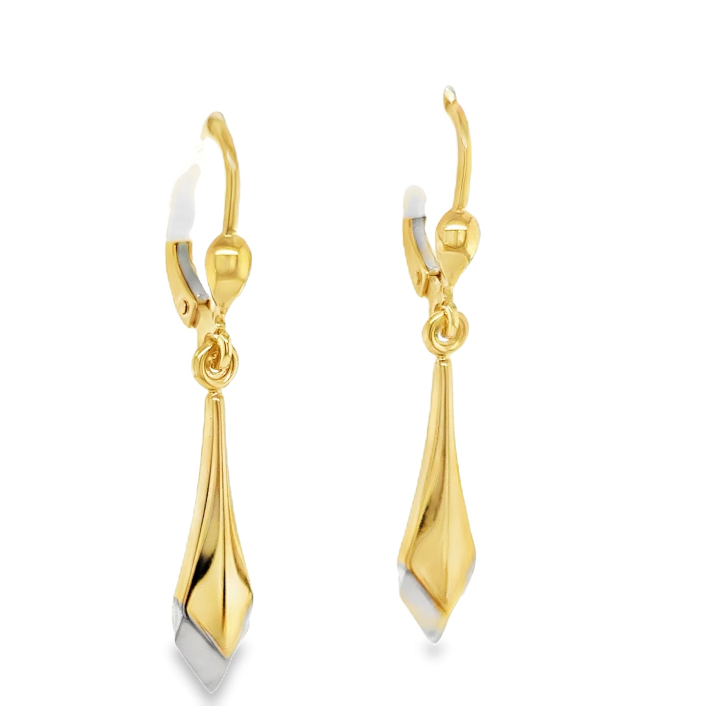 9ct Two Tone Gold Fancy Marquis German Wire Drop Earrings