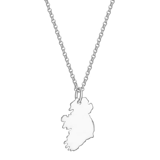 Sterling Silver Ireland Map Necklet Pendant