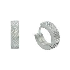 Gents Steelwear Stainless Textured Hoop Earrings