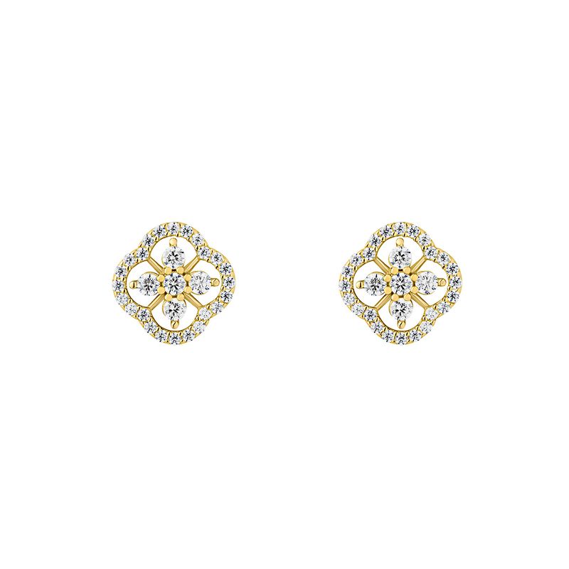 9ct CZ Open Clover Stud Earring