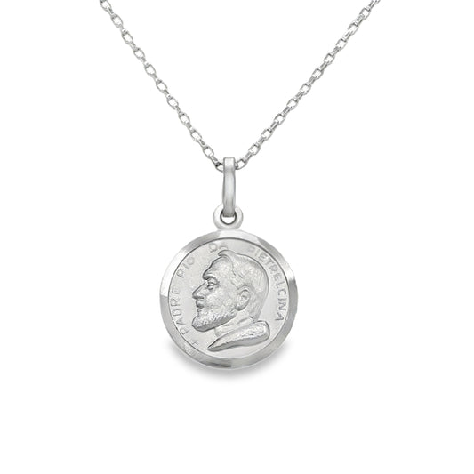 Sterling Silver Padre Pio Medal Pendant